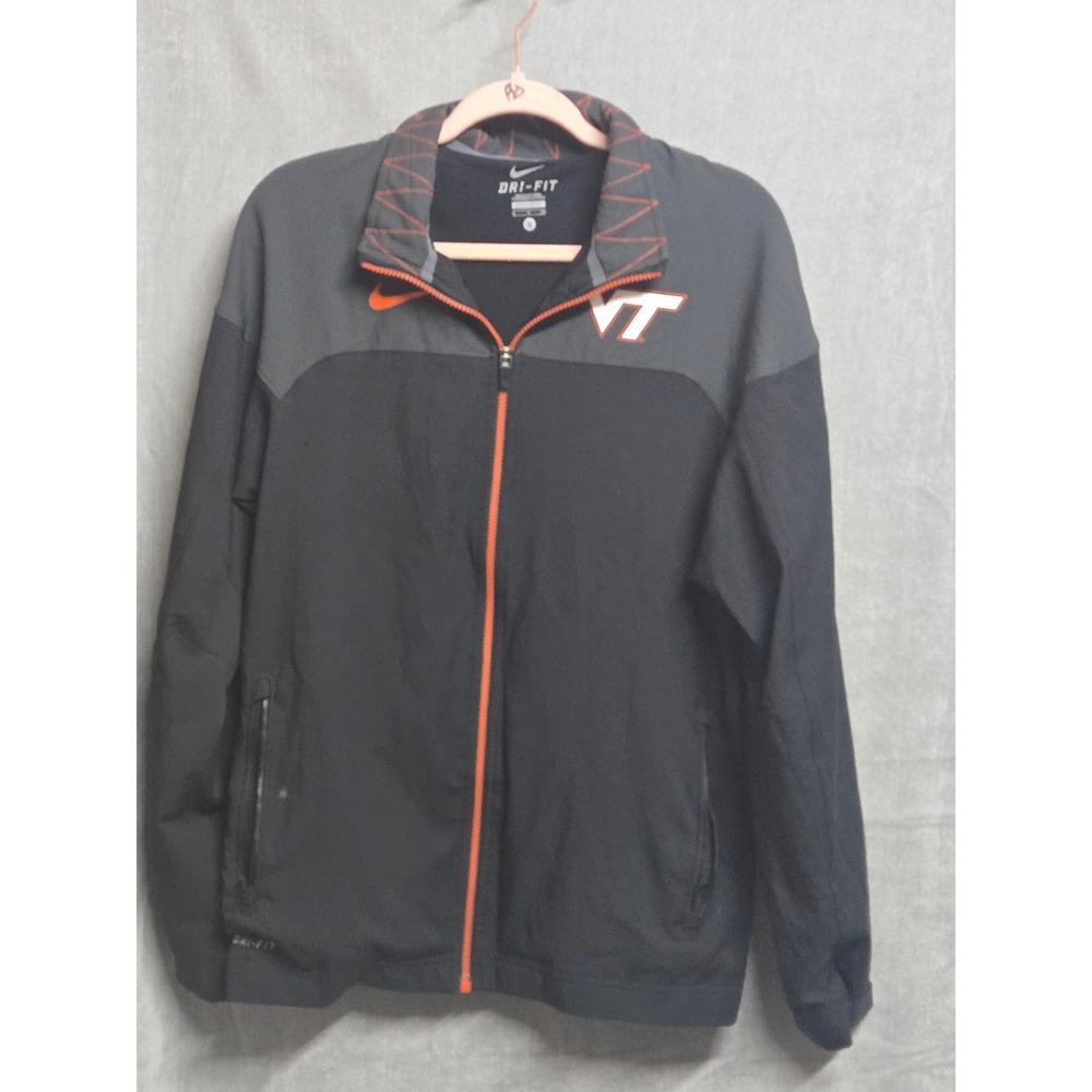 Nike Dri-FIT Virginia Tech Hokies Jacket Mens Small Black Grey Full Zip VT Logo